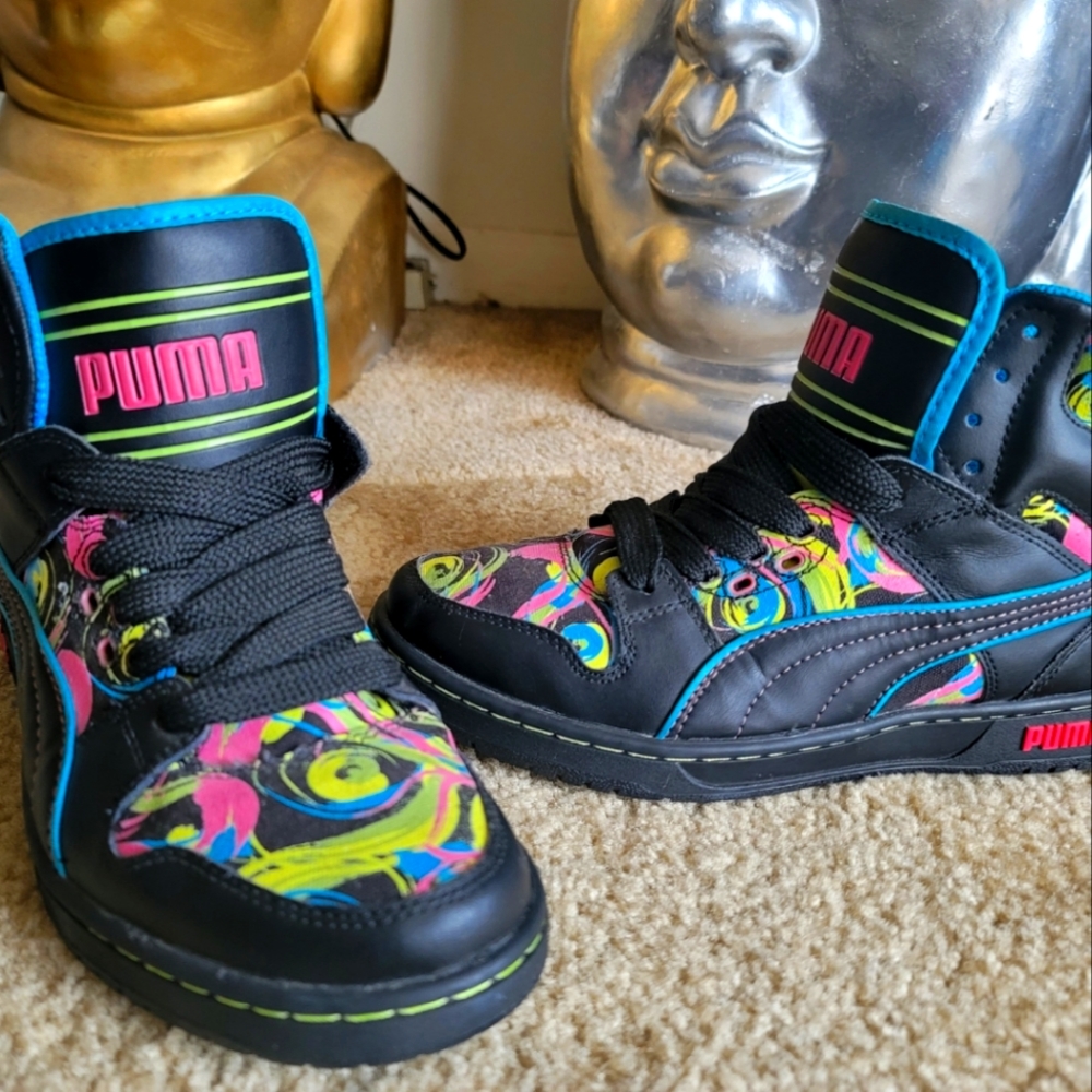 Black and neon PUMA sneakers